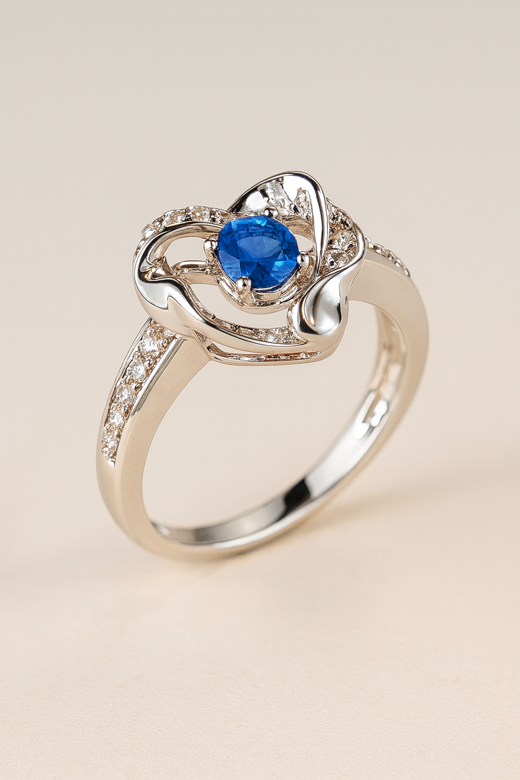 Pia 18K White Gold Sapphire and Diamond Ring