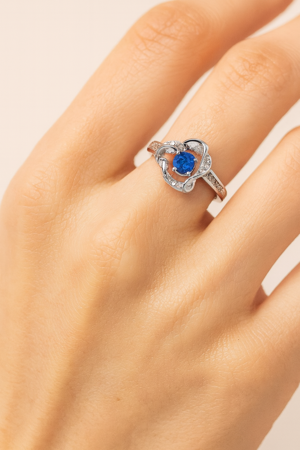 Pia 18K White Gold Sapphire and Diamond Ring