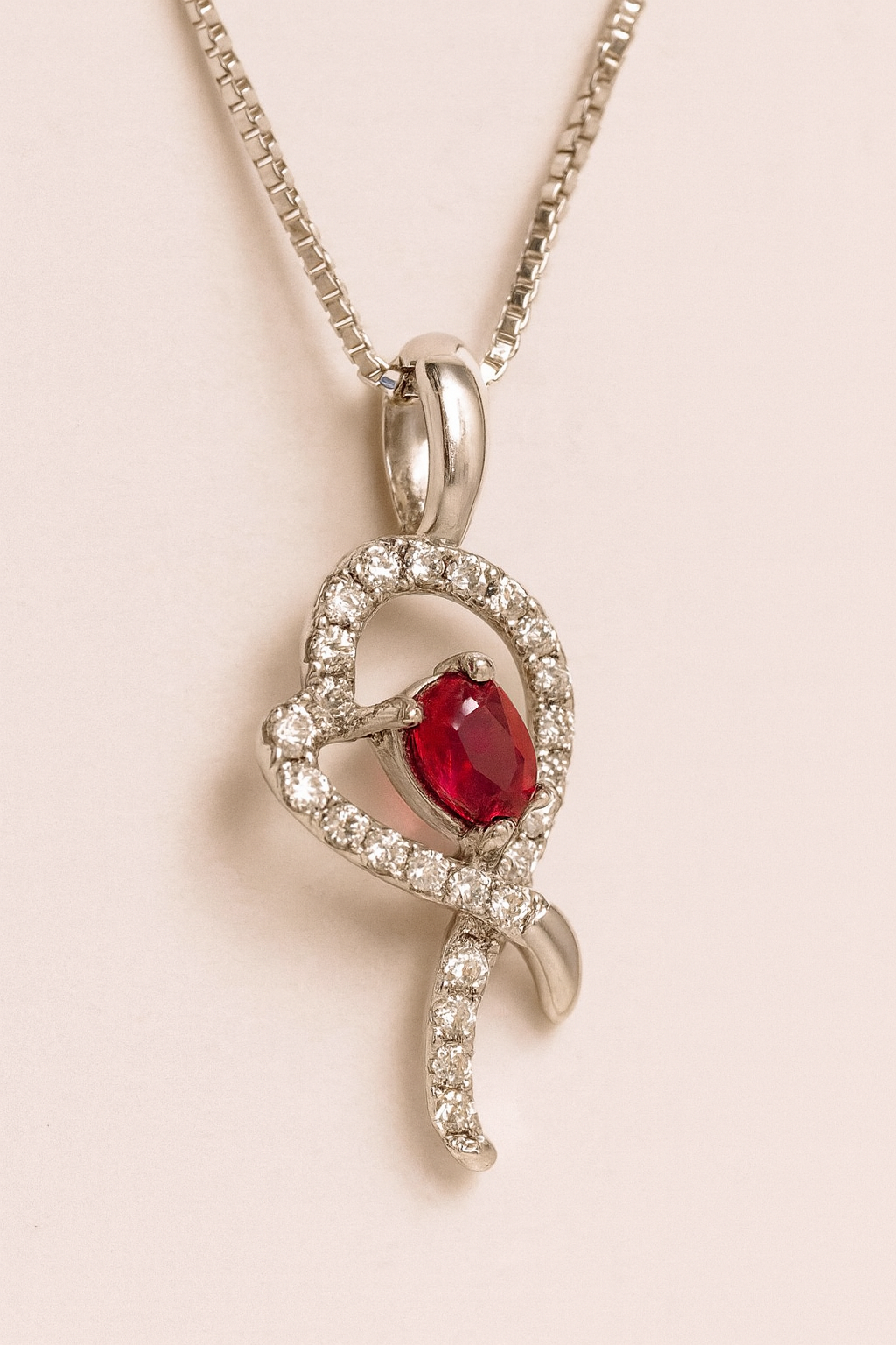 Rosalie Ruby and Diamond Adorned Pendant in 18K White Gold