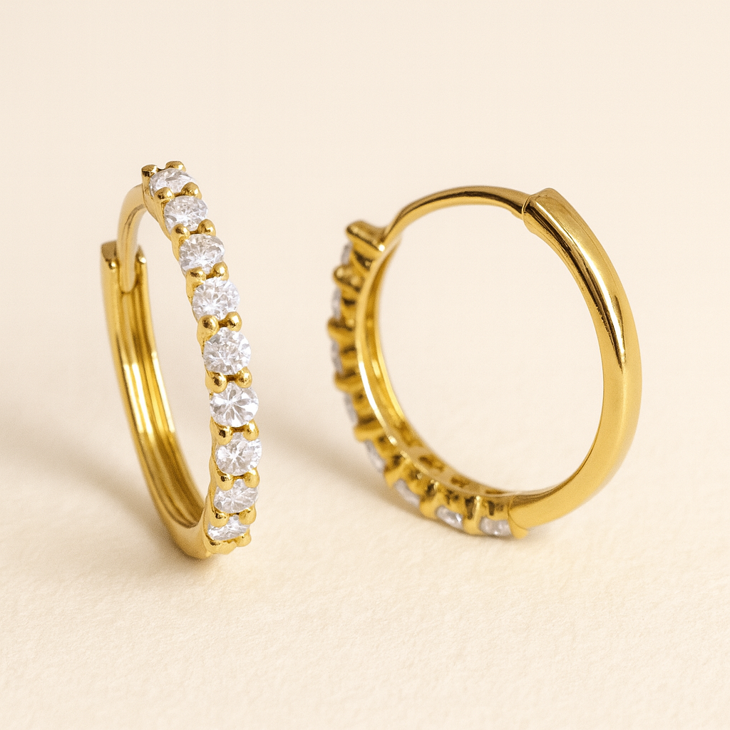 Rowena 18K Pure Gold Diamond Huggies