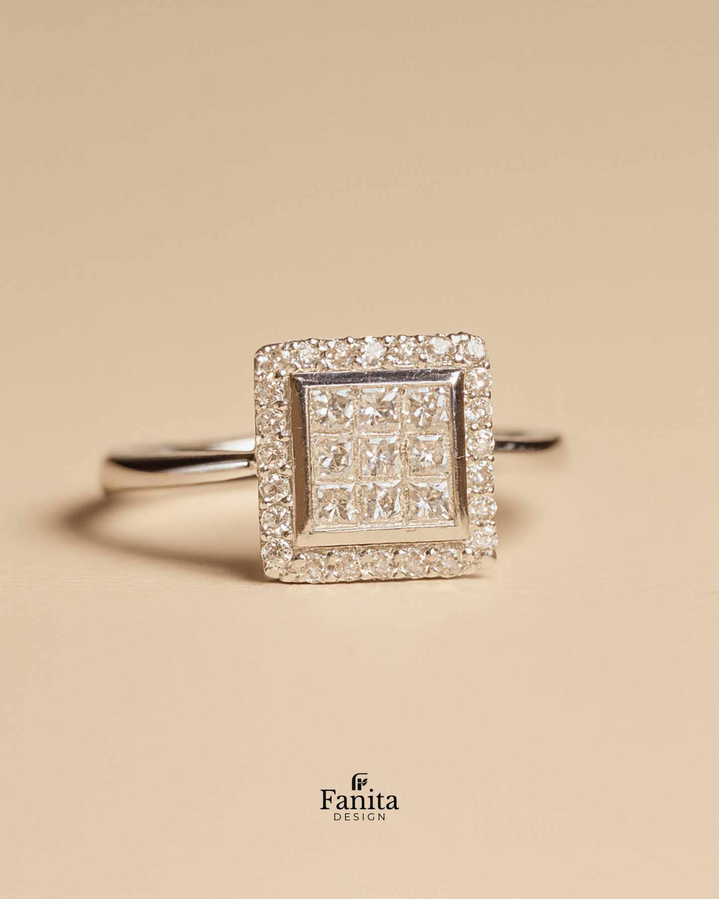 Catriona Diamond Flower Ring in 18K White Gold