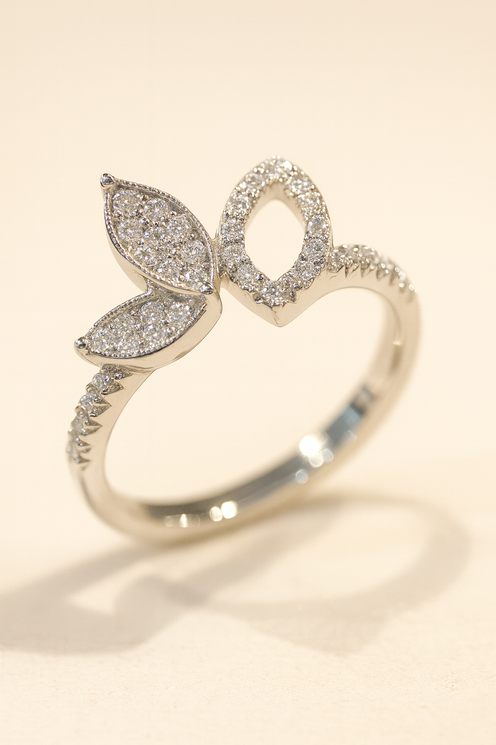 Seraphine Elegant 18K White Gold Diamond Encrusted Ring