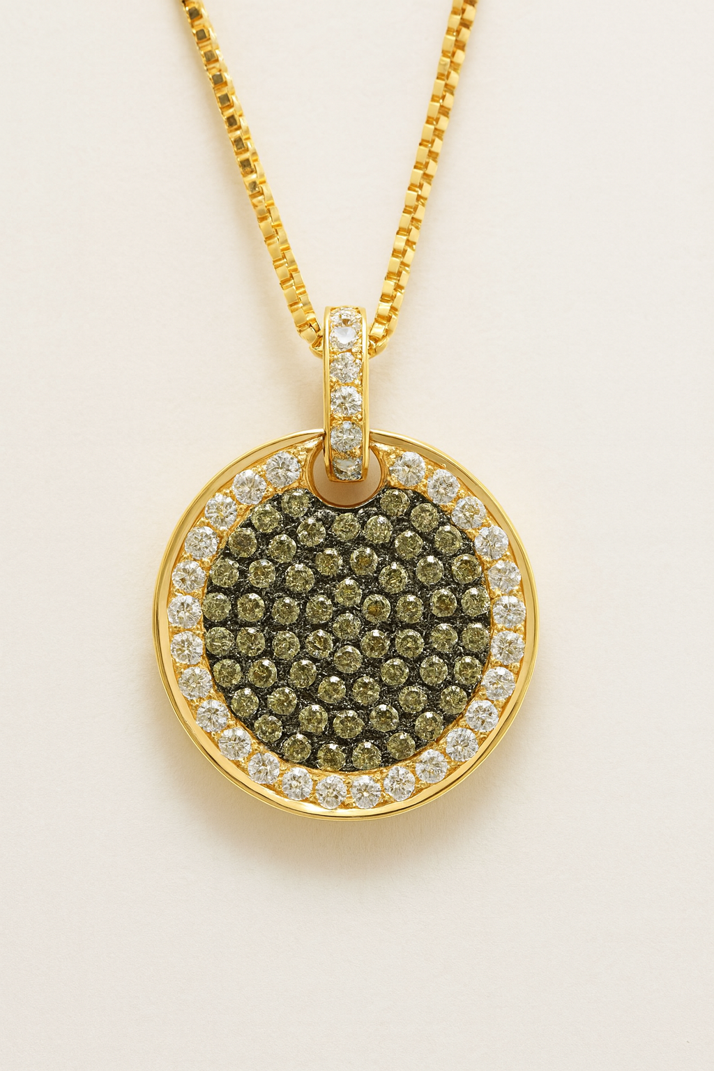 Sibyl White and Brown Diamond Encrusted Pendant in 18K Rose Gold
