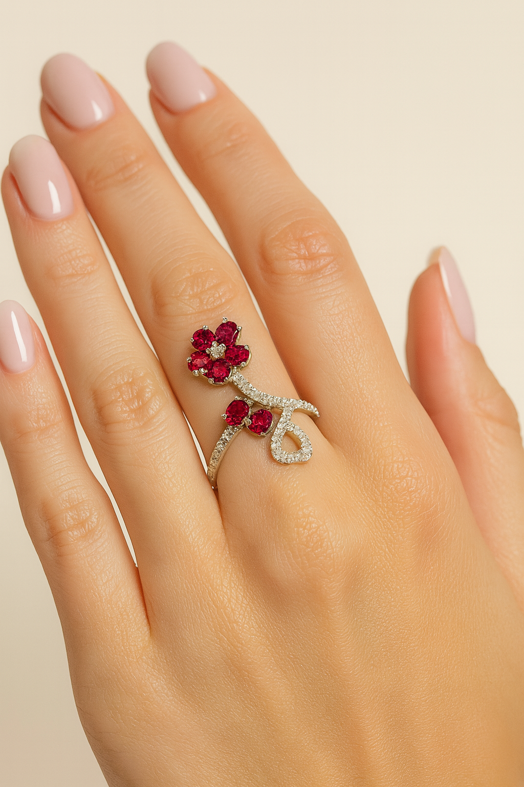 Valeraine Ruby Petal Serenade Ring
