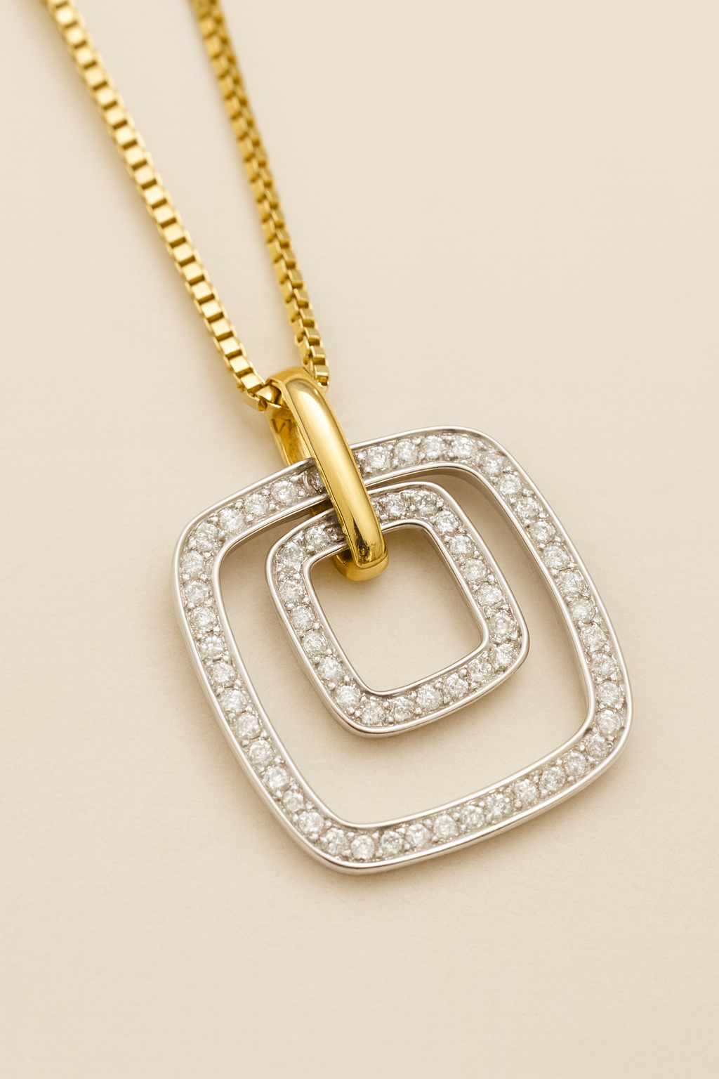 Verity Diamond Encrusted Pendant in 18K White & Pure Gold