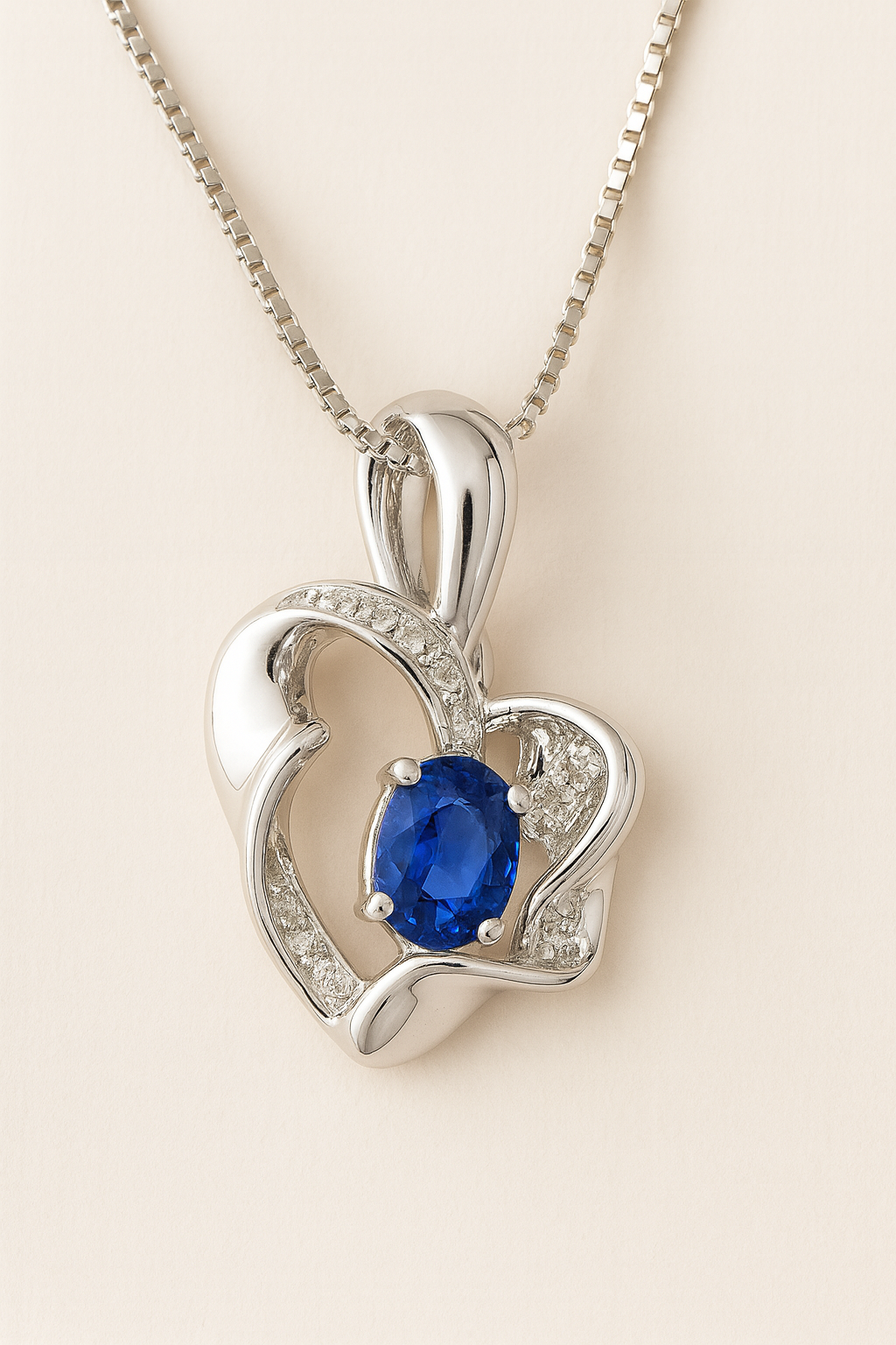 Victoria Sapphire and Diamond Pendant in 18K White Gold