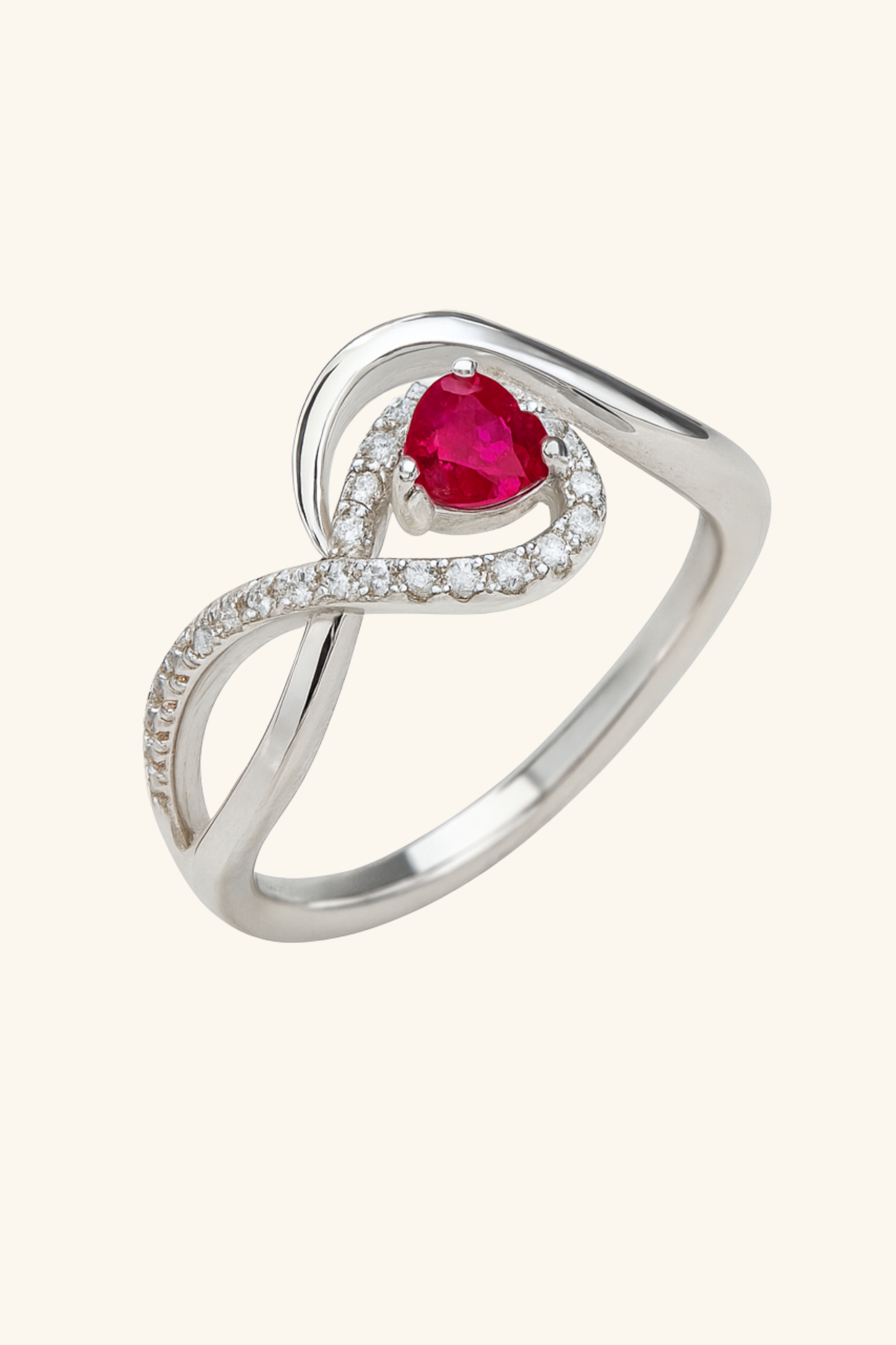 Ysabelle Infinity 18K White Gold Ruby & Diamond Ring