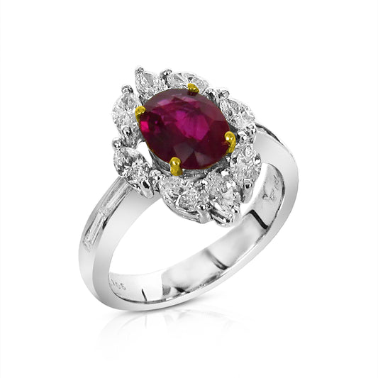 Crimson Bloom Halo Ring