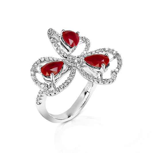 Ruby Trefoil Bloom Ring