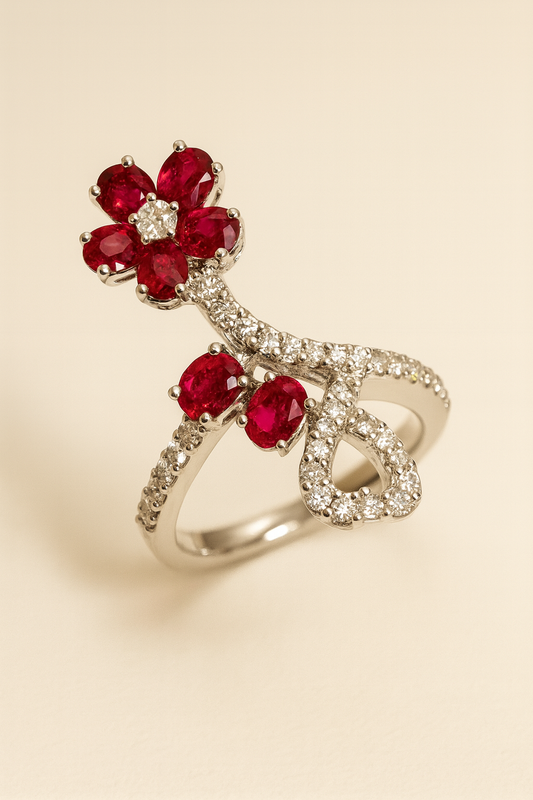 Valeraine Ruby Petal Serenade Ring