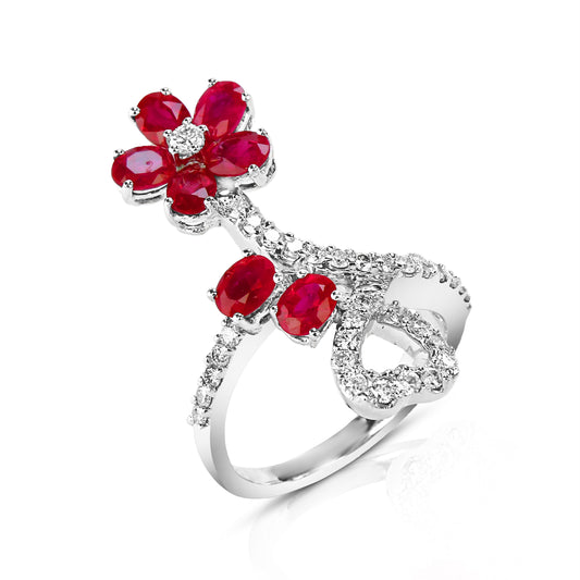 Ruby Petal Serenade Ring
