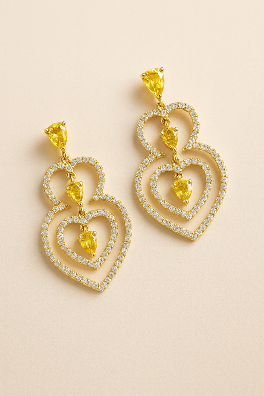 Solana Heart Cascade Diamond Earrings