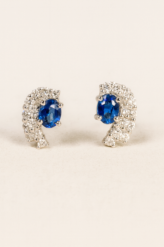 Marion Sapphire Crescent Diamond Studs