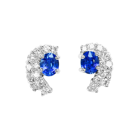 Sapphire Crescent Diamond Studs