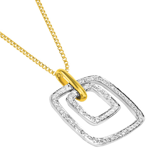 Verity Diamond Encrusted Pendant in 18K White & Pure Gold