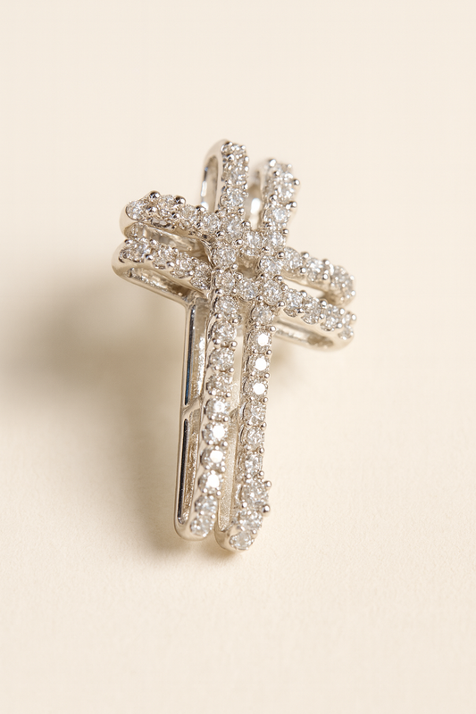 Esther Woven Grace Diamond Cross Pendant