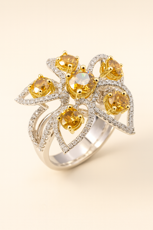 Crysantha Gilded Petal Diamond Ring
