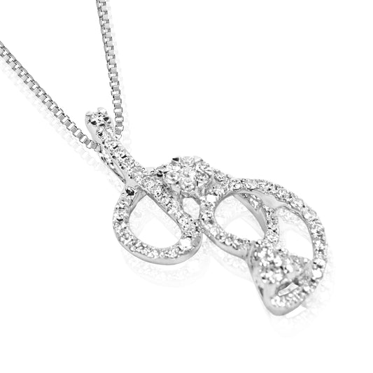 Odette Classy Diamond Encrusted Pendant in 18K White Gold
