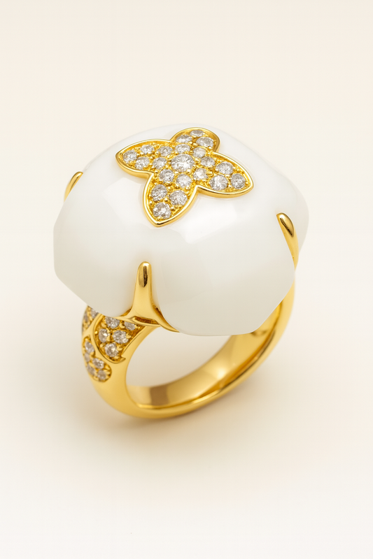 Adela Ivory Clover Dome Ring