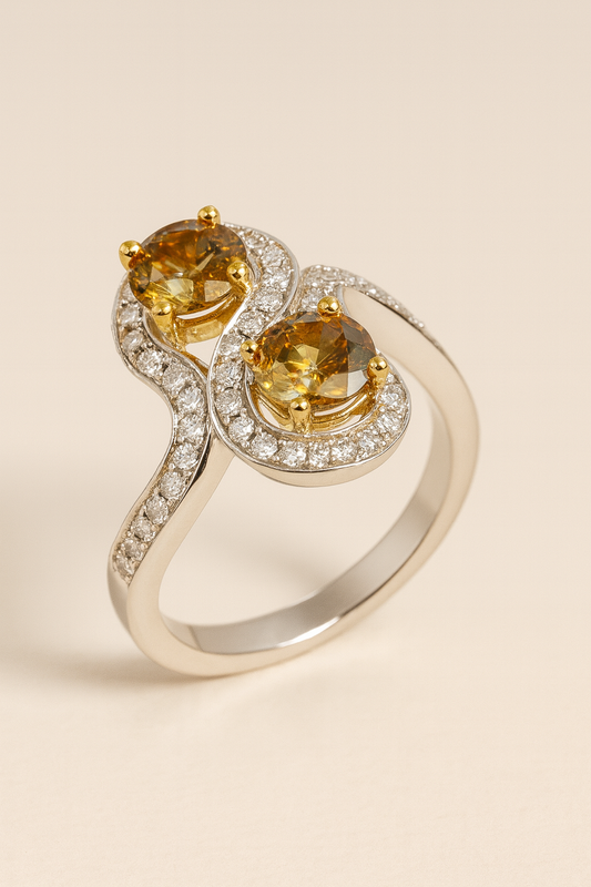 Sundial Duet Yellow Diamond Ring