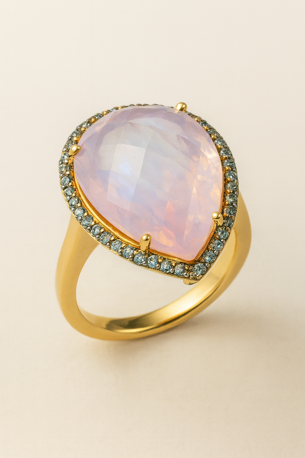 Lana Rose Quartz Halo Ring