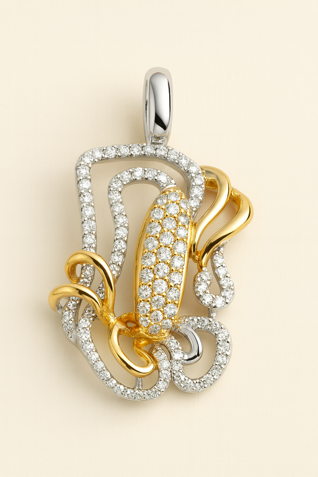 Golden Sonata Ribbon Diamond Pendant