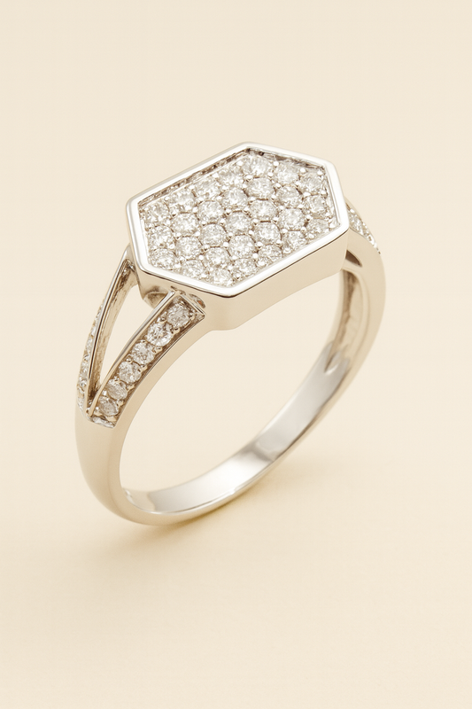 Astrid Hexagon Pavé Diamond Ring
