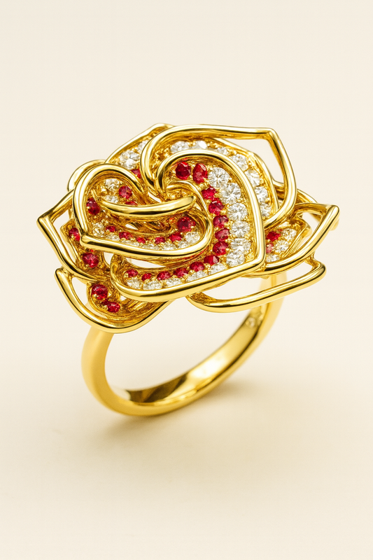 Rosetta Golden Rose Diamond Ring