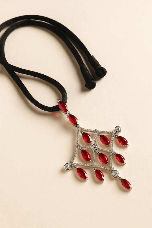Vermilion Crimson Lattice Pendant