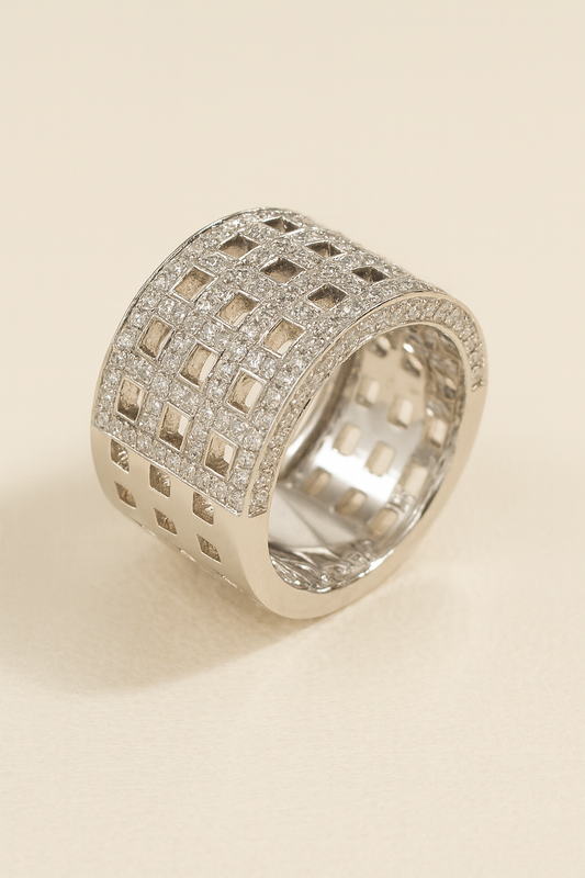 Ambrose Skyline Lattice Pavé Band