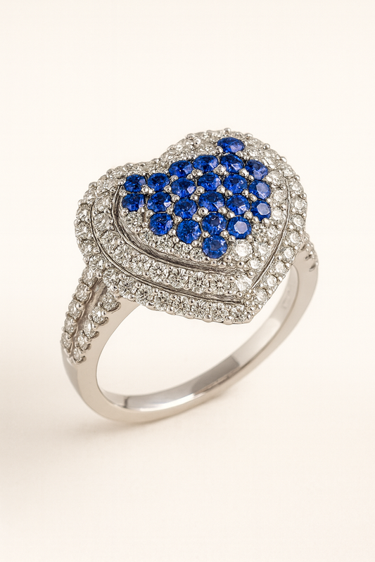 Whitney Sapphire Heart Halo Ring
