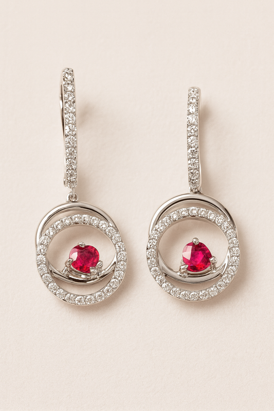 Aleena Ruby Orbit Diamond Earrings
