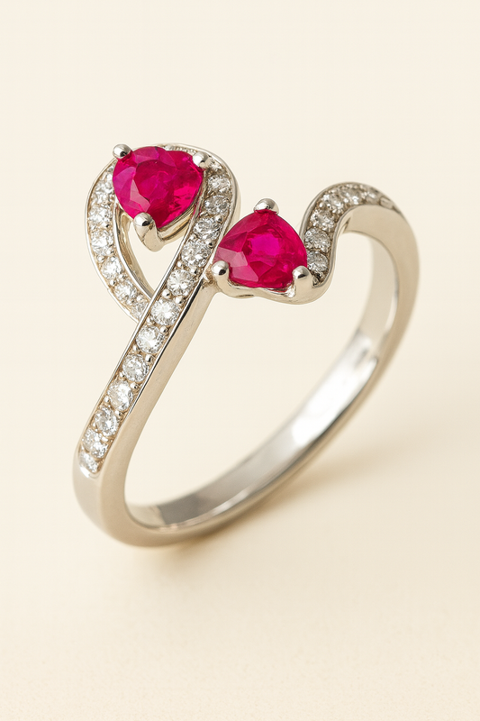 Clementime Twin Flame Ruby Diamond Ring