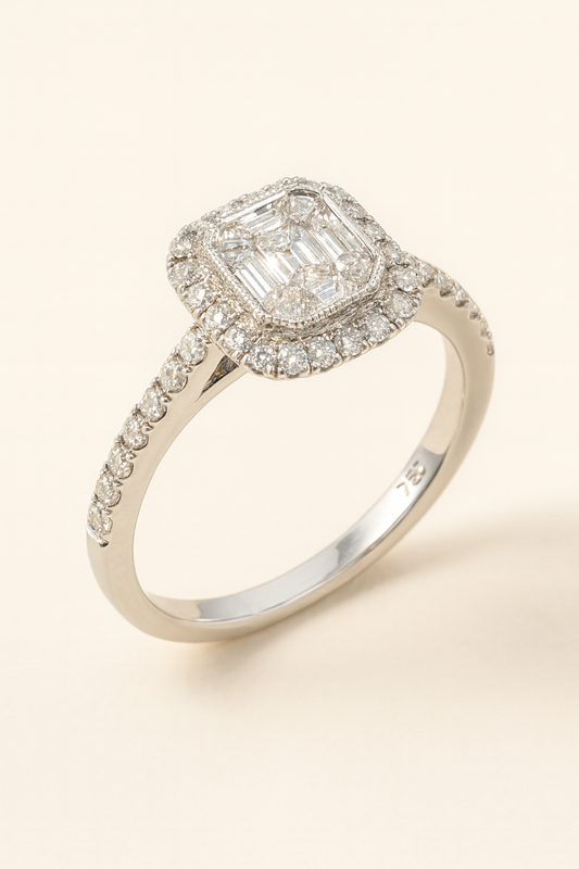 Paris Radiant Halo Diamond Ring