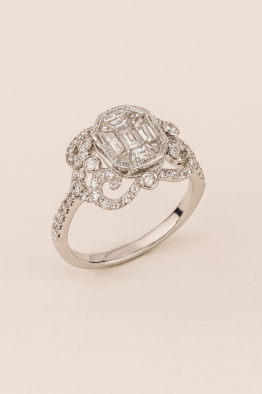 Quinn Vintage Scrollwork Diamond Ring