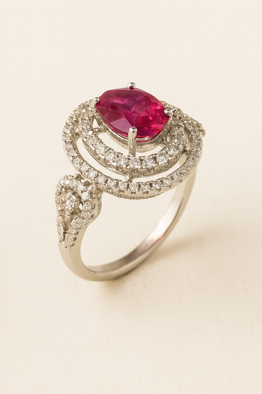 Aubrey Radiant Ruby Halo Ring
