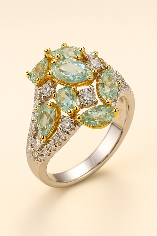 Elisia Aquamarine Bloom Diamond Ring