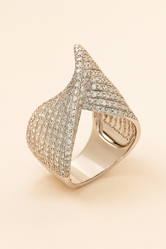 Rhea Sculpted Diamond Wave Ring