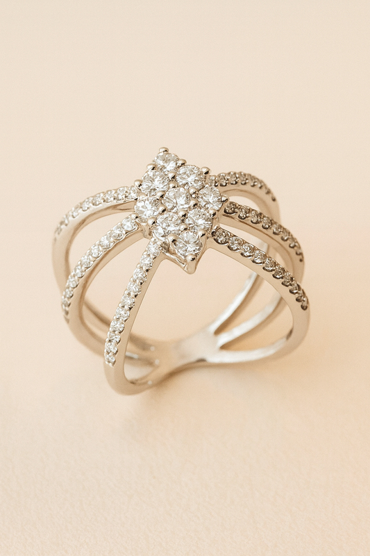 Cosette Radiant Diamond Crossover Ring