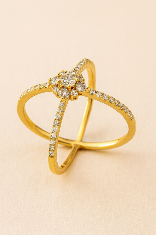 Aster Diamond Intercross Cross Ring