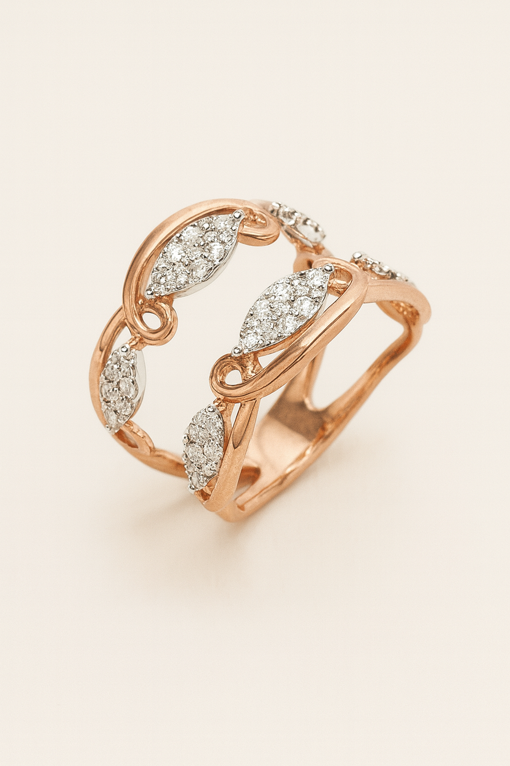 Lydia Rose Vine Diamond Leaf Ring