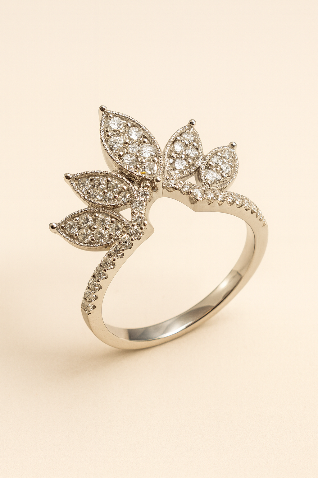 Jasmine Diamond Petal Crown Ring