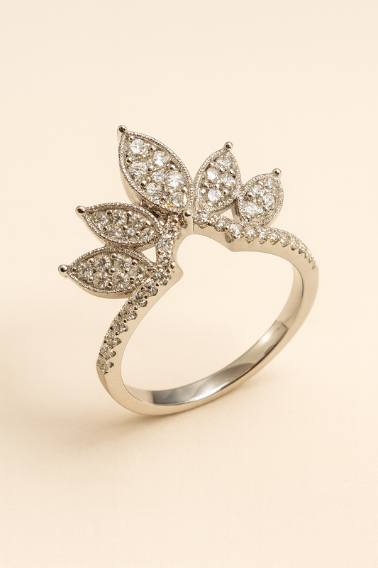 Jasmine Diamond Petal Crown Ring