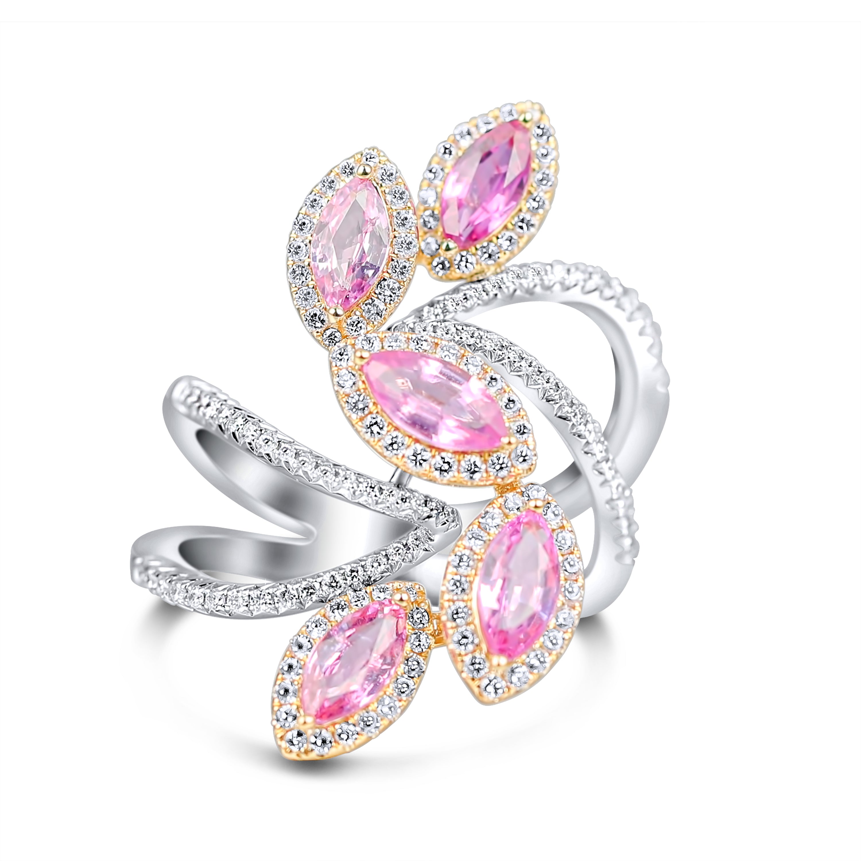 18K White Gold Pink Sapphire & White Diamond Ring