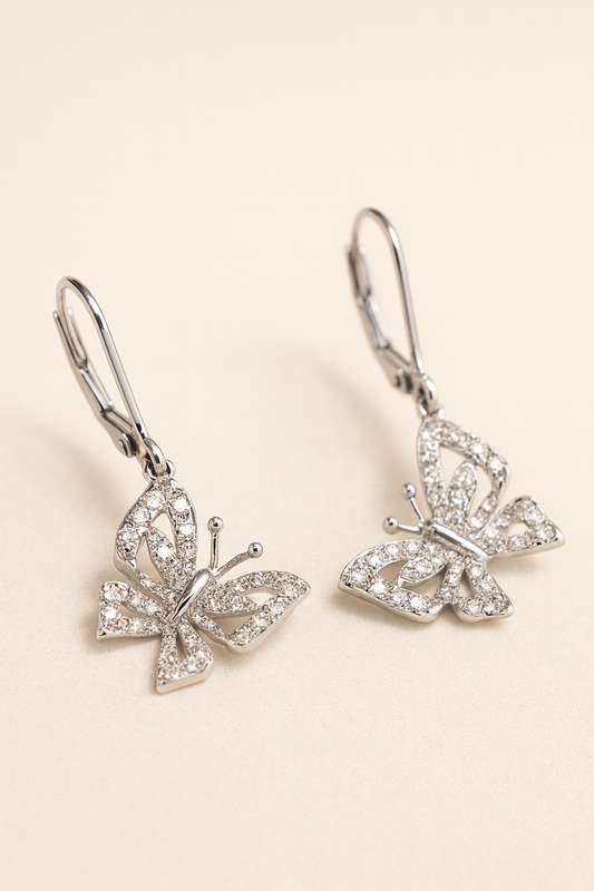Edith Diamond Butterfly Drop Earrings