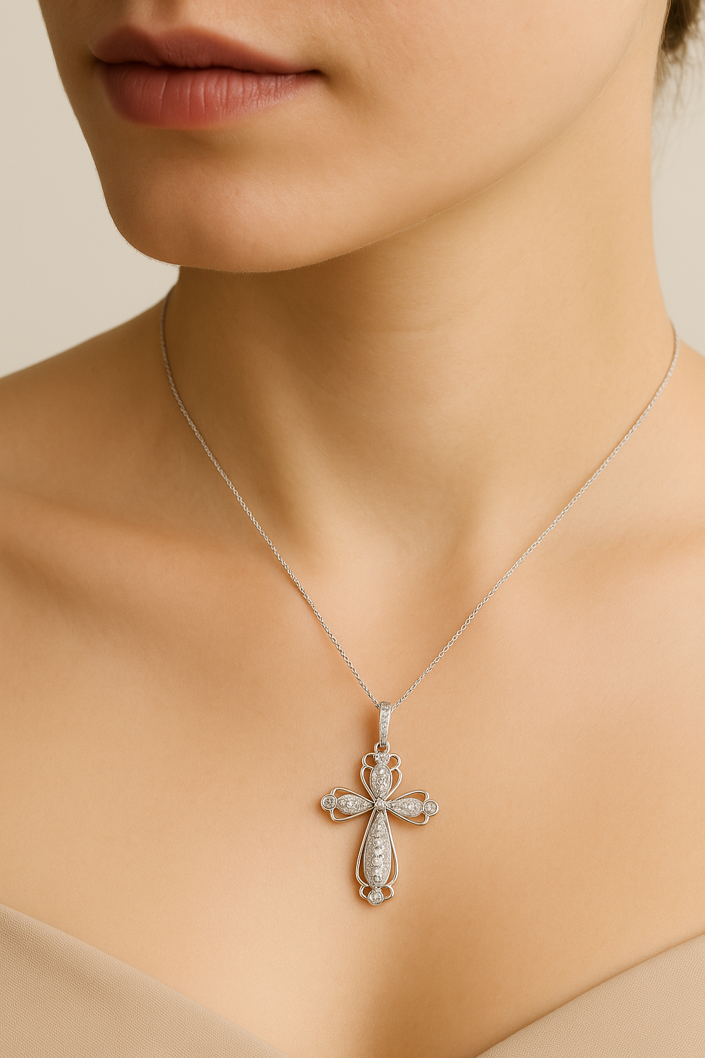 Abigail Divine Blossom Diamond Cross Pendant
