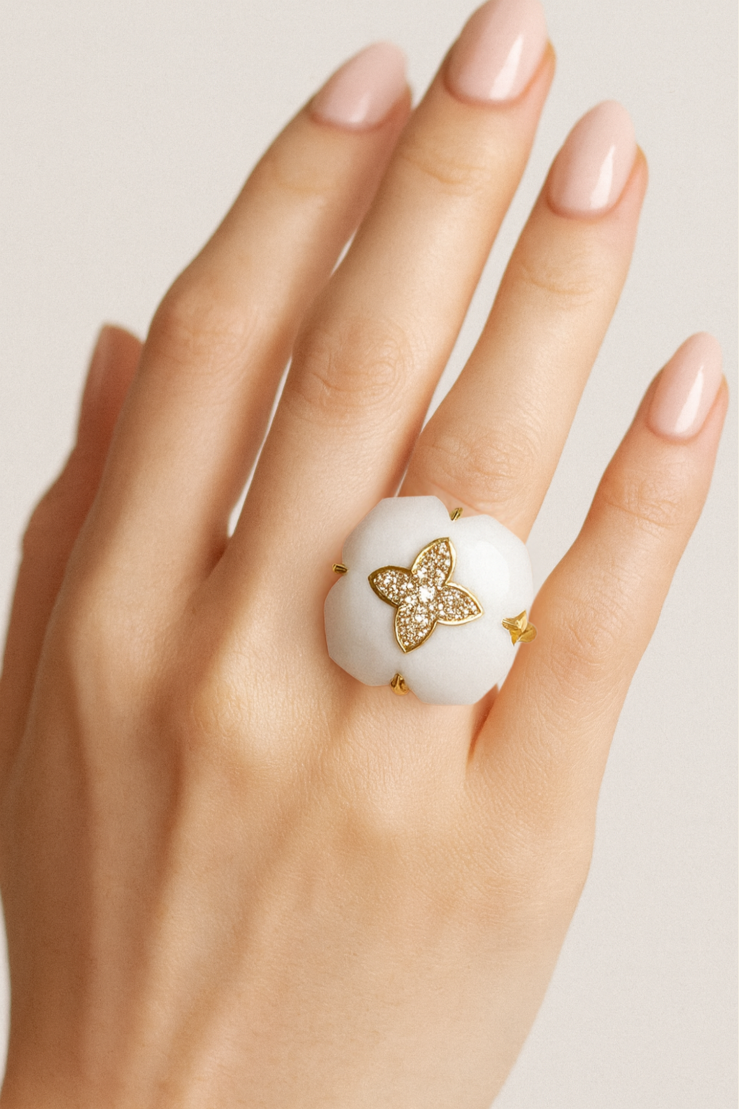 Adela Ivory Clover Dome Ring