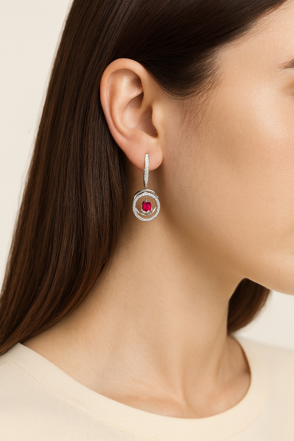 Aleena Ruby Orbit Diamond Earrings