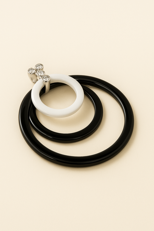 Alexandra White Gold Diamond Pendant with Ceramic Rings