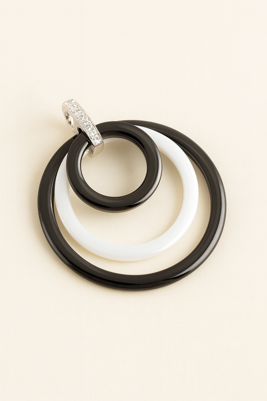 Althea White Gold Diamond Pendant with Ceramic Rings